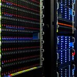 Rows of server racks in a data centre