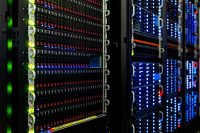 Rows of server racks in a data centre