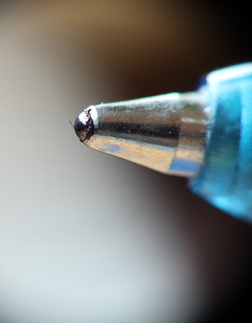 Close-up of a ballpoint pen tip