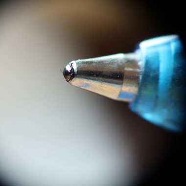 Close-up of a ballpoint pen tip