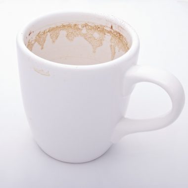A white ceramic coffee mug
