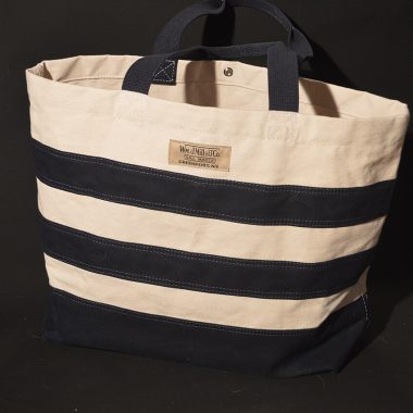 A two-tone canvas tote bag