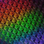 A silicon wafer patterned with chips