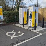 Shell Recharge rapid chargers in a Cirencester car park