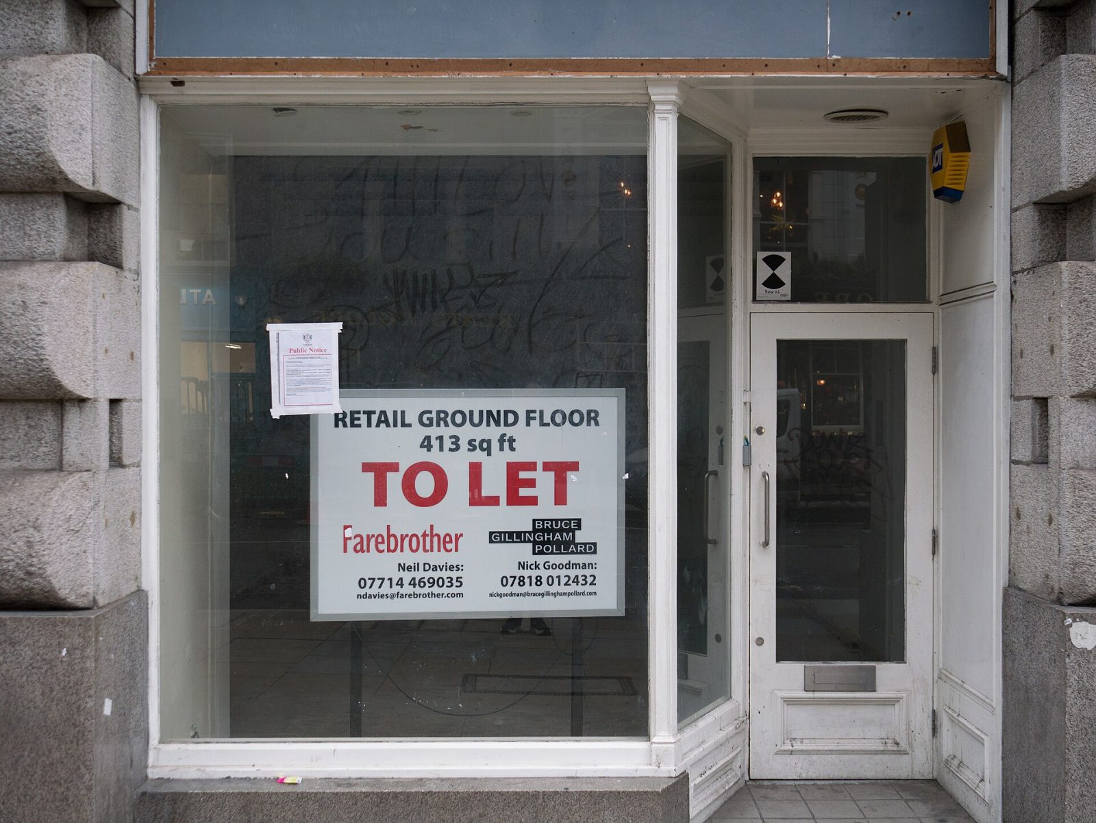 An empty shop unit on Moorgate in the City of London